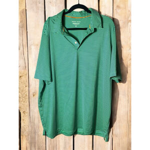Men's Michel Rouen Striped Polo Shirt 3XL Green & navy blue golf casual stretch